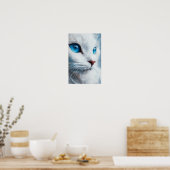 Weiße Katze mit blauen Augen Poster (Küche)