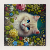 Weiße Katze mit blauen Augen Puzzle (Horizontal)