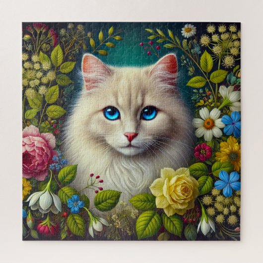 Weiße Katze mit blauen Augen Puzzle (Vertikal)