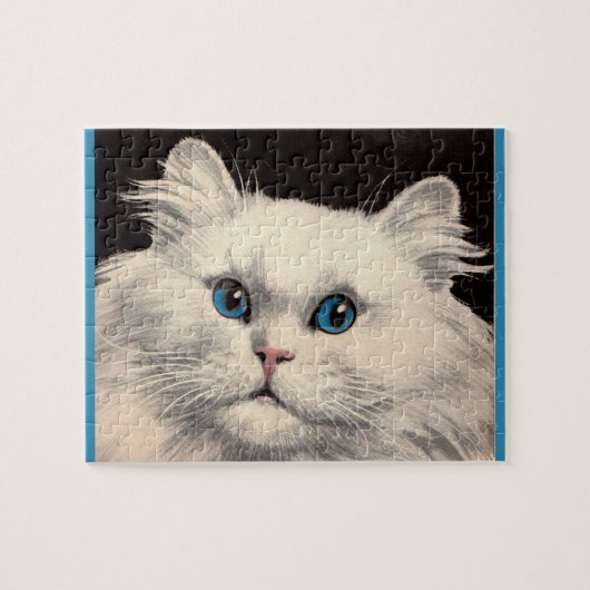 weiße Katze mit blauen Augen Puzzle (Horizontal)
