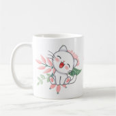 weiße Katze mit Blume Kaffeetasse (Links)