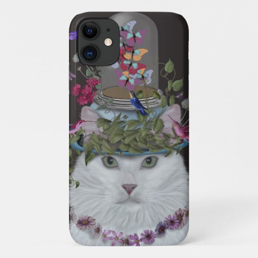 Weiße Katze mit Butterfly Bell Jar Case-Mate iPhone Hülle (Rückseite)