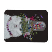 Weiße Katze mit Butterfly Bell Jar Magnet (Horizontal)