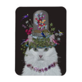 Weiße Katze mit Butterfly Bell Jar Magnet (Vertikal)