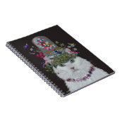 Weiße Katze mit Butterfly Bell Jar Notizblock (Rechte Seite)