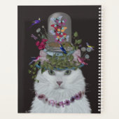 Weiße Katze mit Butterfly Bell Jar Planer (Rückseite)