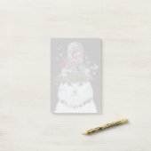 Weiße Katze mit Butterfly Bell Jar Post-it Klebezettel (Auf Schreibtisch)