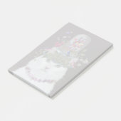 Weiße Katze mit Butterfly Bell Jar Post-it Klebezettel (angewinkelt)