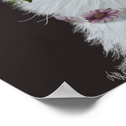 Weiße Katze mit Butterfly Bell Jar Poster (Ecke)