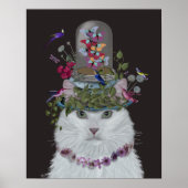 Weiße Katze mit Butterfly Bell Jar Poster (Vorne)