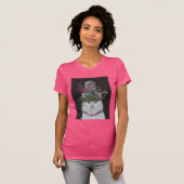 Weiße Katze mit Butterfly Bell Jar T-Shirt (Vorne ganz)