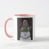 Weiße Katze mit Butterfly Bell Jar Tasse (Links)