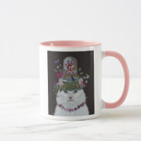 Weiße Katze mit Butterfly Bell Jar