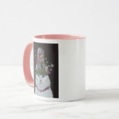 Weiße Katze mit Butterfly Bell Jar Tasse (Vorderseite Links)