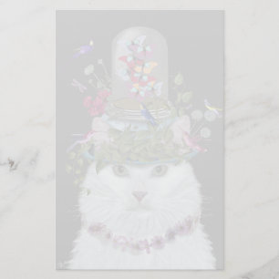Weiße Katze mit Butterfly-Glocke Briefpapier