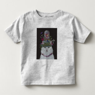 Weiße Katze mit Butterfly-Glocke Kleinkind T-shirt