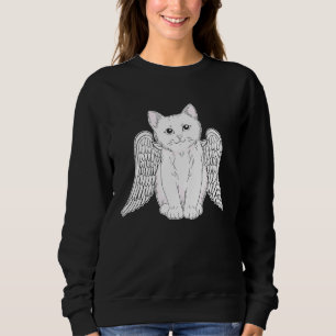 Weiße Katze mit Engelsflügeln Katzenkunst für Frau Sweatshirt