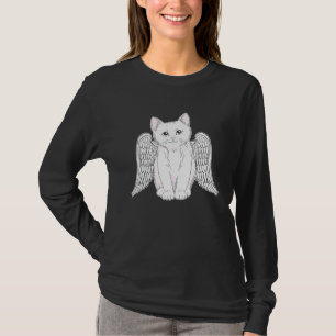 Weiße Katze mit Engelsflügeln Kitten-Kunstwerk für T-Shirt