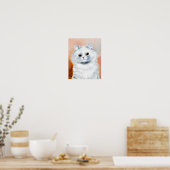 Weiße Katze mit Fan Poster (Küche)