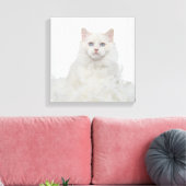 Weiße Katze mit Federn Leinwanddruck (Insitu (Wohnzimmer))
