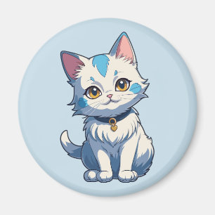Weiße Katze mit feliner Anmut Magnet