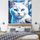 Weiße Katze mit hellblauen Augen, Bläschen Leinwanddruck (Insitu (Schlafzimmer))