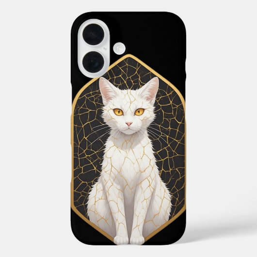 Weiße Katze mit Kintsugi-Muster 🐾 Case-Mate iPhone Hülle (Rückseite)