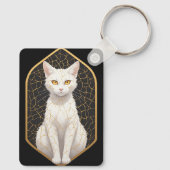Weiße Katze mit Kintsugi-Muster 🐾 Schlüsselanhänger (Rückseite)