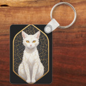 Weiße Katze mit Kintsugi-Muster 🐾 Schlüsselanhänger (Rückseite)