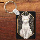 Weiße Katze mit Kintsugi-Muster 🐾 Schlüsselanhänger (Vorderseite)
