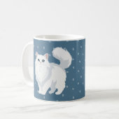 Weiße Katze mit langem Fell Mama Personalisiert Kaffeetasse (Vorderseite Links)