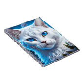 Weiße Katze mit leuchtend blauen Augen Personalisi Notizblock (Rechte Seite)