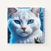 Weiße Katze mit leuchtend blauen Augen Personalisi Notizblock (Rückseite)