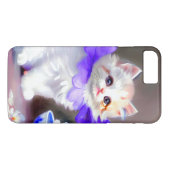 Weiße Katze mit Lila Blume Collar Painting Case-Mate iPhone Hülle (Rückseite (Horizontal))