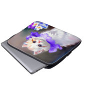 Weiße Katze mit Lila Blume Collar Painting Laptopschutzhülle (Vorne Knopf)