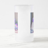 Weiße Katze mit Lila Blume Collar Painting Mattglas Bierglas (Mittel)