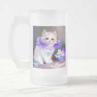 Weiße Katze mit Lila Blume Collar Painting