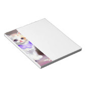 Weiße Katze mit Lila Blume Collar Painting Notizblock (angewinkelt)