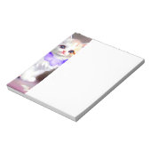 Weiße Katze mit Lila Blume Collar Painting Notizblock (Rotiert)