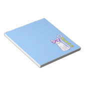 Weiße Katze mit Lila Brille mit Lesezeichen Notizblock (angewinkelt)