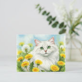 Weiße Katze mit Lüstern Postkarte (Stehend Vorderseite)