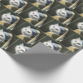 Weiße Katze mit Perlenohrring Geschenkpapier (Ecke)