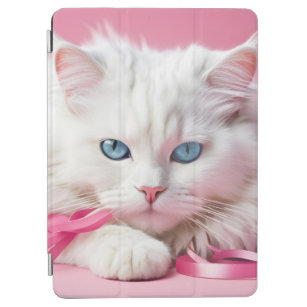 Weiße Katze mit rosa Ribbons iPad Air Hülle