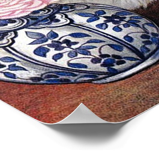 Weiße Katze mit rosa Rosen, Louis Wain Poster (Ecke)