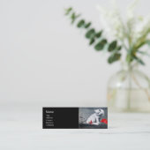 WEISSE KATZE MIT ROTER BUTTERFLY MONOGRAM Perlpapi Mini Visitenkarte (Stehend Vorderseite)