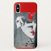 WEISSE KATZE MIT ROTER SCHALTFLÄCHE Case-Mate iPhone HÜLLE (Rückseite)