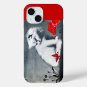 WEISSE KATZE MIT ROTER SCHALTFLÄCHE Case-Mate iPhone HÜLLE (Rückseite)