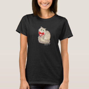 Weiße Katze mit roter Schleife Weihnachtskatze Seg T-Shirt