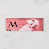 WEISSE KATZE MIT SCHWARZBUTTERFLY-MONOGRAM-PINSEL MINI VISITENKARTE (Rückseite)