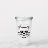 Weiße Katze mit schwarzer Brille / Sonnenbrille Acryltrinkbecher (Rückseite)